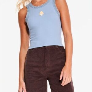 Mushroom Lace-Trim Cropped Tank